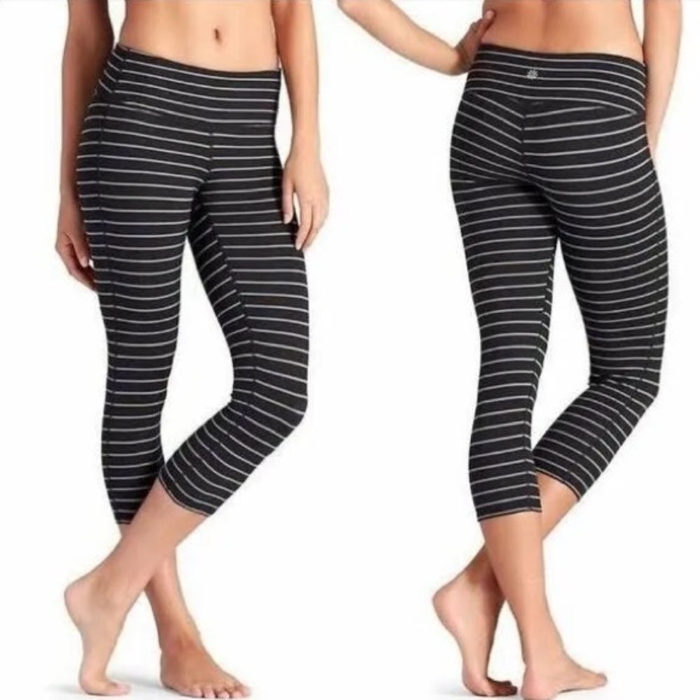 Athleta Chaturanga Yoga High Rise Cropped Striped Tights, Size S - Picture 2 of 16